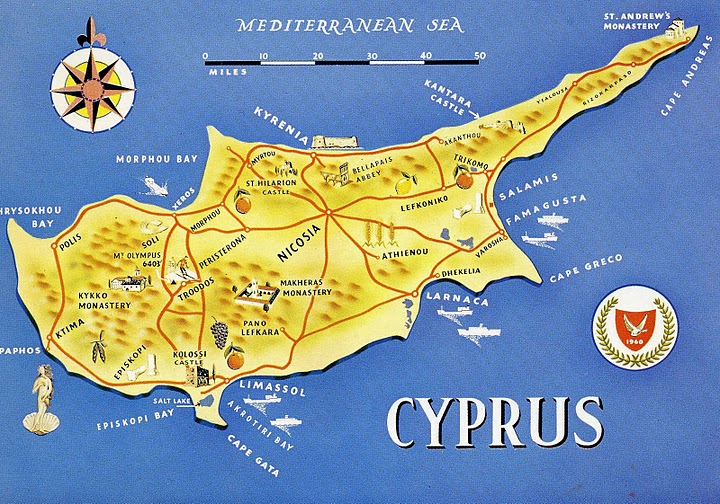 достопримечательности Кипра карта